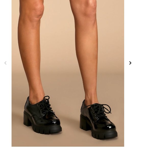 Lulu's Black Patent Lace-Up Platform Oxfords Size 7 - Picture 1 of 5